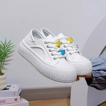 ins корейская версия новой обуви для папы, для девочек, весна 2025, для студентов, для бега, для спорта, толстая подошва, высота, повседневная, уличная, снимок XT171 35 белый