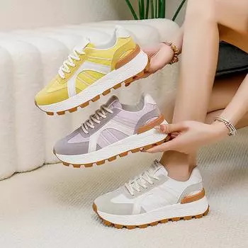 ins корейская версия новой обуви для папы, для девочек, 2025, лето, для студентов, для бега, для спорта, толстая подошва, повседневная, уличная, J6121 35 белый