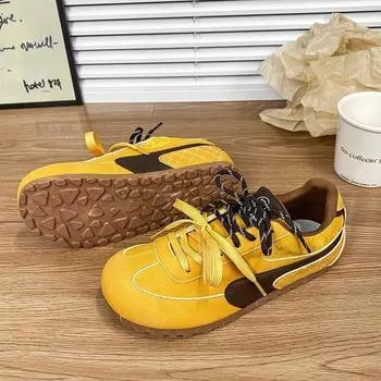 ins корейская версия новой ретро немецкой тренировочной маленькой белой обуви женской 2025 весенней студенческой обуви на плоской подошве с мягкой подошвой повседневной обуви уличной обуви 35 жёлтый