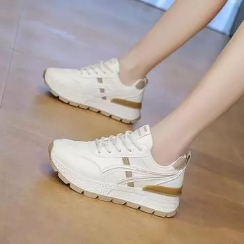 ins корейская версия новой женской обуви для пап 2025 года, весна, студенческие беговые спортивные туфли на толстой подошве, увеличивающие рост, повседневная обувь AD8876 35