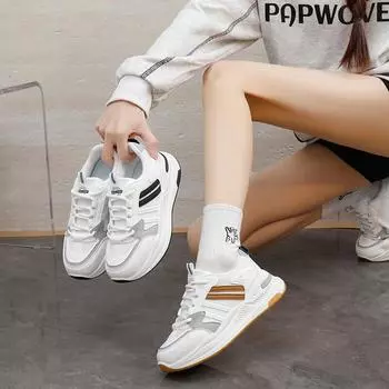 ins корейская версия новой женской обуви для пап 2025 года, весна, студенческие беговые спортивные туфли на толстой подошве, увеличивающие рост, повседневная обувь для женщин K905 35 чёрный