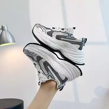 ins корейская версия новой женской обуви для пап 2025 года, весна, студенческая спортивная обувь для бега на платформе, увеличивающая рост, повседневная обувь BR9618 35