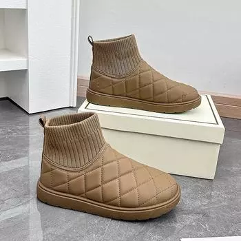 ins корейская версия женских зимних ботинок 2024 года, новые бархатные туфли для студенток из хлопка, увеличивающие высоту кексов, повседневные туфли RM881 35 хаки