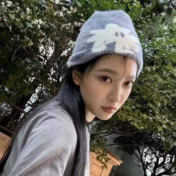 Ins корейские новые цветочные жаккардовые плюшевые шапки-бини для женщин осень и зима теплая мода универсальный пуловер холодные шапки для мужчин 56-58cm серый