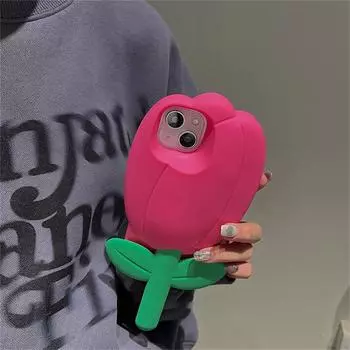 Ins корейский милый силиконовый чехол с 3d цветком тюльпана для Iphone 14 13 12 11 Pro Max X Xs Xr 7 8 Se прекрасный защитный мягкий чехол с цветочным принтом For iPhone XSMax