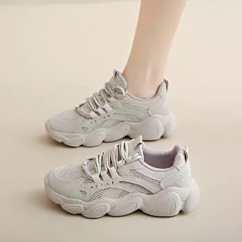 INS Корейский стиль сетчатая поверхность низкая папина обувь женская осень новая дышащая студенческая спортивная обувь повышенная повседневная обувь 35 зелёный