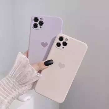 Ins Корея чехол для телефона с сердечком для Iphone 11 Pro Max 7 8 Plus фиолетовый мягкий силиконовый чехол для Iphone X Xr Xs Max 12 13 Promax Mini for iphone 13 promax