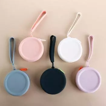 INS Косметичка для губной помады, однотонная сумка для хранения кабеля данных, симпатичный круглый силиконовый кошелек для монет для женщин синий