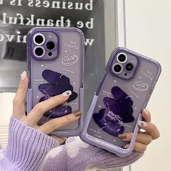 Ins красочный граффити фиолетовый градиентный защитный чехол для телефона для Iphone 14 Pro Max 12 13 11 Promax противоударный чехол-держатель-подставка For iphone 14promax