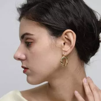 ins креативные серьги в форме круга женские простые титановые стальные позолоченные 18-каратным золотом новые геометрические серьги женские золотой