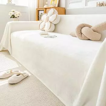 INS Кремовый пуховый плюшевый диван-полотенце Гостиная Все включено Универсальный диванный чехол Шерстяное одеяло Одеяло Нескользящее 90*180cm