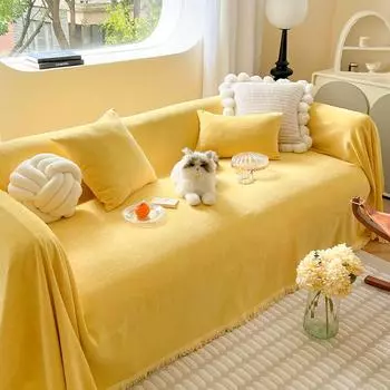 Ins Кремовый шенилл Диванное Полотенце Все Включено Цельный Чехол Ткань Анти-царапающий Чехол для Дивана Подушка 180*130cm