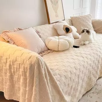 INS кремовый стиль чехол для дивана ткань осень и зима двустороннее плюшевое полотенце для дивана «все включено» чехол для дивана подушка для гостиной утолщенная 180*130