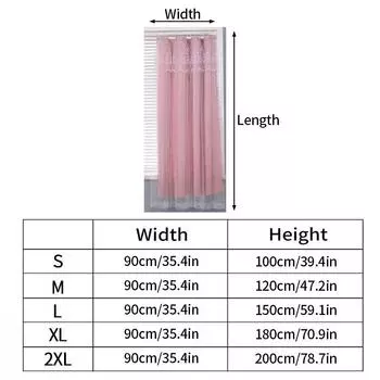 Ins Кружевные занавески Оконные занавески Гостиная Спальня Затемняющие шторы Двойные слои Романтические окна Прозрачные шторы 90x100cm розовый