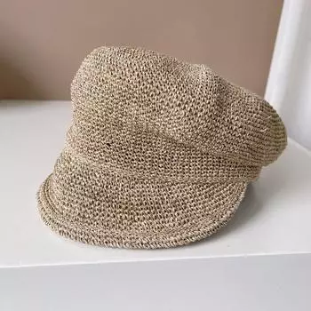 Ins летняя японская мягкая дышащая ручная вязаная крючком восьмиугольная шляпа для отдыха из натуральной травы для мужчин и женщин, козырьки, кепка One Size