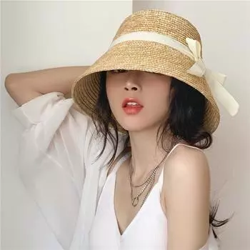 Ins летняя соломенная кепка ручной работы в стиле ретро для отдыха и отдыха, женская кепка-ведро, женская рыбацкая шляпа head size 57cm