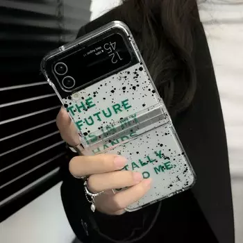 Ins Letter Bracelet Shell для Samsung Galaxy Z Flip3 Flip4 5g Flip 3 4 Gradient Pc Hard 3 In 1 Clear Phone Case Conque For Samsung Z Flip 3