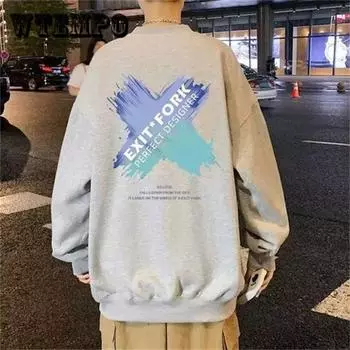 Ins Letter Round Neck Sweater For Men S Autumn New Loose Long Sleeved Hoodless Couple Casual Top M белый