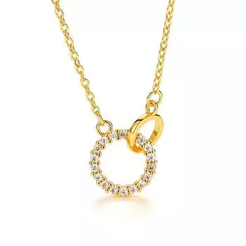 Ins Light Luxury High-end Sense Interlocking ожерелье женская мода темперамент двойной круг бриллиантовая инкрустация супер фея кулон ключица цепочка золотой