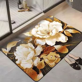 Ins Light Luxury Home Коврик для ванной комнаты Впитывающий нескользящий Простой в уходе Мягкий коврик для двери ванной комнаты Быстросохнущий коврик 40*60cmTPR2.5MM