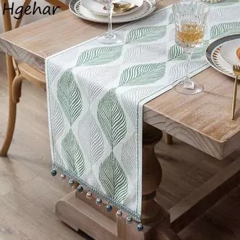 Ins Luxury Nordic Table Runner Print Retro Tassel Flag Decorative Home Textile Banquet Party Long cloth Household 33x140cm жёлтый