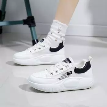 ins маленькие белые туфли студенческая корейская версия женской весны 2024 года новые толстые подошвы дышащие повседневные туфли уличный снимок XQ5808 35 красный