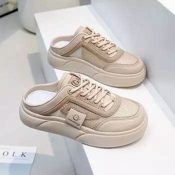 ins маленькие белые туфли студенческие корейские версии женских туфель tide 2025 лето новые толстые подошвы усиливающие дышащие повседневные туфли street shot SH102 35 чёрный