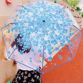 Ins маленький ромашковый автоматический зонт, прозрачные тройные складные зонты для японских женщин, девочек, студентов, Paraguas Mujer Sombrillas