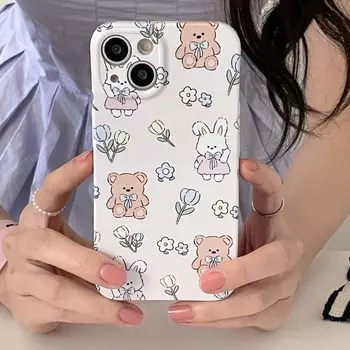 Ins Медведь Лук Цветок Милый Мультфильм Оригинальный Чехол Для Телефона Для Iphone 13 12 11 Promax 14 Pro Max Прекрасный Кролик Задняя Крышка Капа for iphone 11PROMAX
