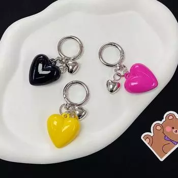 Ins Metal Heart Keychain Y2k Fashion Zinc Zinc Alloy Keychains keyring Love Keychain Girls чёрный