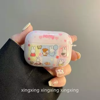 INS Милая Иллюстрация XINGX Кролик Миффи для Защитного Чехла для Airpods4 Apple Bluetooth Airpodspro2 Поколение 3 Поколение Чехол для Наушников airpods pro/pro2 Star Miffi Rabbit [Single Shell]]