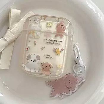 Ins милый кулон в виде собаки, брелок со звездами и кошкой, блестящий цветок, чехол для наушников Imd для Apple Airpod 1 2 Pro 3 2nd, беспроводной Bluetooth Box For airpod Pro 2nd