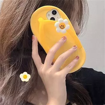 Ins милый солнечный цветок мультфильм 3d шлепанцы чехол для Iphone 14 13 12 11 Pro Xs Max X Xr 7 8 Plus силиконовый защитный мягкий чехол For iPhone XS Max