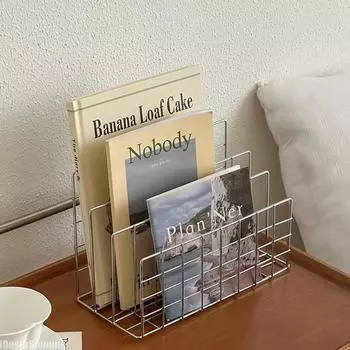 Ins Минималистский железный настольный стеллаж для хранения книг, органайзер для книг, металлический стеллаж для хранения книг, многофункциональный стеллаж для хранения книг серебряный