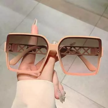 Ins Многоцветные квадратные очки для летних солнцезащитных очков Новые солнцезащитные очки с большой оправой розовый