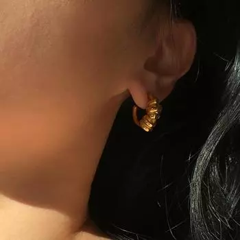 INS мода тот же стиль позолоченный 18-каратным золотом сталь пептид ретро обмотка C-образные серьги женские геометрические серьги-гвоздики женские золотой