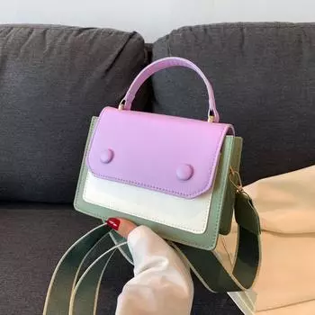 ins модная сумка 2024 года, новая женская сумка подмышкой, иностранный стиль, текстура, сращивание, контрастный цвет, маленькая квадратная сумка чёрный