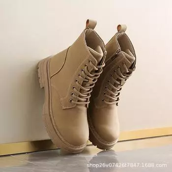 ins модные ботинки Martin женские 2024 осень новые британские студенческие короткие ботинки на платформе универсальные локомотивные ботинки из ревеня маленькие тканевые 35