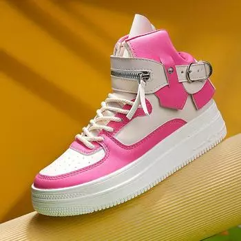 INS модные кожаные высокие мужские туфли для скейтбординга, женские модные кроссовки на платформе, женские нескользящие прогулочные туфли 36