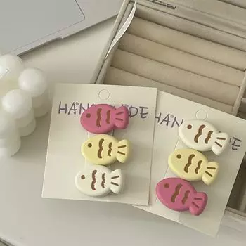 Ins модные мини-заколки для волос ярких цветов для девочек, рыба, кошка, милая челка, боковой зажим, студенческая детская заколка, инструмент для укладки волос One Size жёлтый