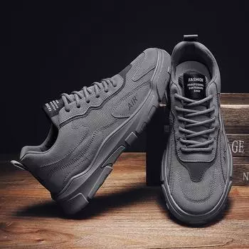 ins модные туфли для инструментов мужские однотонные сетчатые туфли на платформе повседневные туфли для серфинга корейская версия модные мужские туфли для активного отдыха обувь для страхования труда 39 чёрный