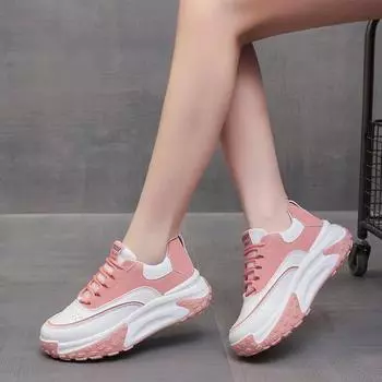 INS модные весенние новые повседневные туфли для папы, женские универсальные кроссовки на платформе, на скрытом каблуке, на шнуровке, женская обувь 35