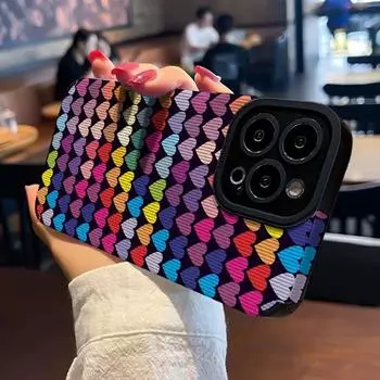 Ins модный разноцветный чехол для телефона ярких цветов с сердечками для Iphone 14 11 12 13 Pro Max Plus, защита объектива, противоударная задняя крышка for iPhone 12Pro