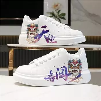 INS Мужские кроссовки Дышащие кроссовки для бега Роскошные кроссовки для женщин Китайский стиль Косплей Белая повседневная обувь Обувь 35