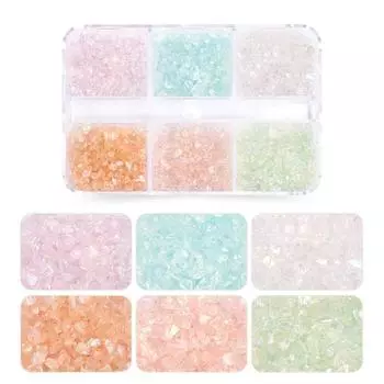 Ins Nail Art 6 Grid Boxed Mineral Rock Mixed Jewelry Textured Gravel Pieces Wear Nail Diy Material Ornament