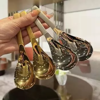 Ins нержавеющая сталь корейские суповые ложки для дома кухонный ковш емкость золото серебро зеркально полированные столовые приборы для кофейного стола посуда серебряный