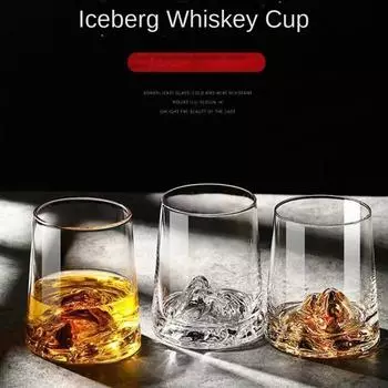 Ins New High-value Light Luxury European High-end Lead-free Foreign Wine Cup Bar Gold Foil Iceberg Foreign Wine Cup 201-300ml