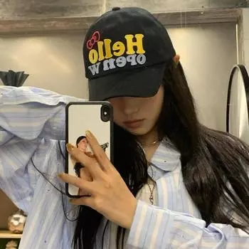 Ins Niche Design Letter Вышитые бейсболки женские летние осенние для отдыха на открытом воздухе солнцезащитные универсальные модные мужские шляпы 56-58cm чёрный