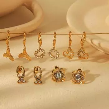 ins niche design stud earrings women s diamond-set 18k gold stainless steel earrings do not fade ear jewelry 18K