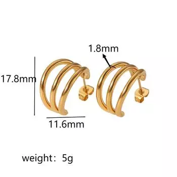 INS niche fashion earrings 18K gold stainless steel linear earrings personalized high-end earrings women s fashion